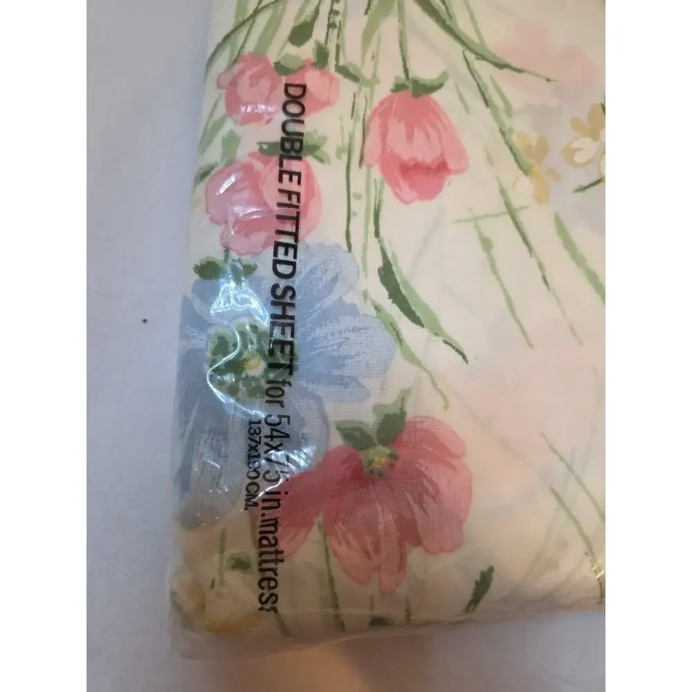 Vtg Statepride Double Fitted And Flat Sheets Floral Charm No Iron
